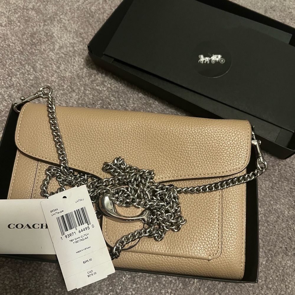 Used Coach Tabby Chain Clutch - Taupe